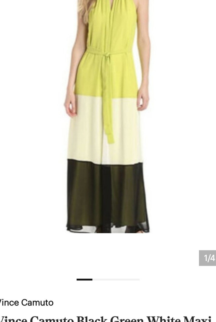 Vince Camuto Colorblock Maxi Dress - Lime Green, Ivory & Black